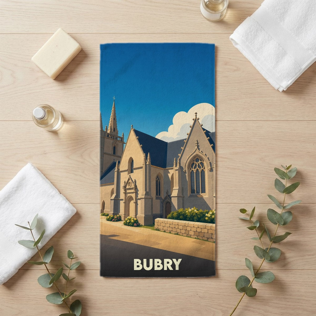 Serviette de bain 30 cm x 60 cm souvenir de Bubry