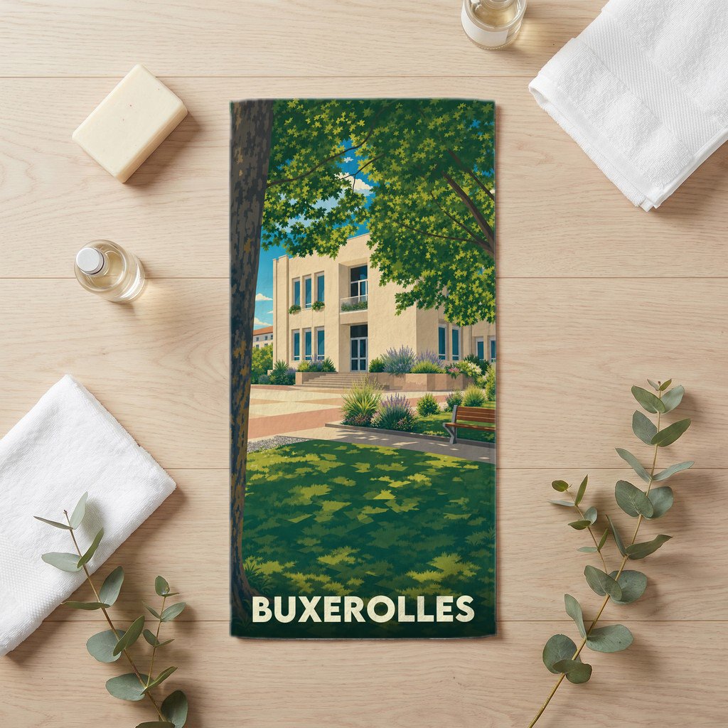 Serviette de bain 30 cm x 60 cm souvenir de Buxerolles