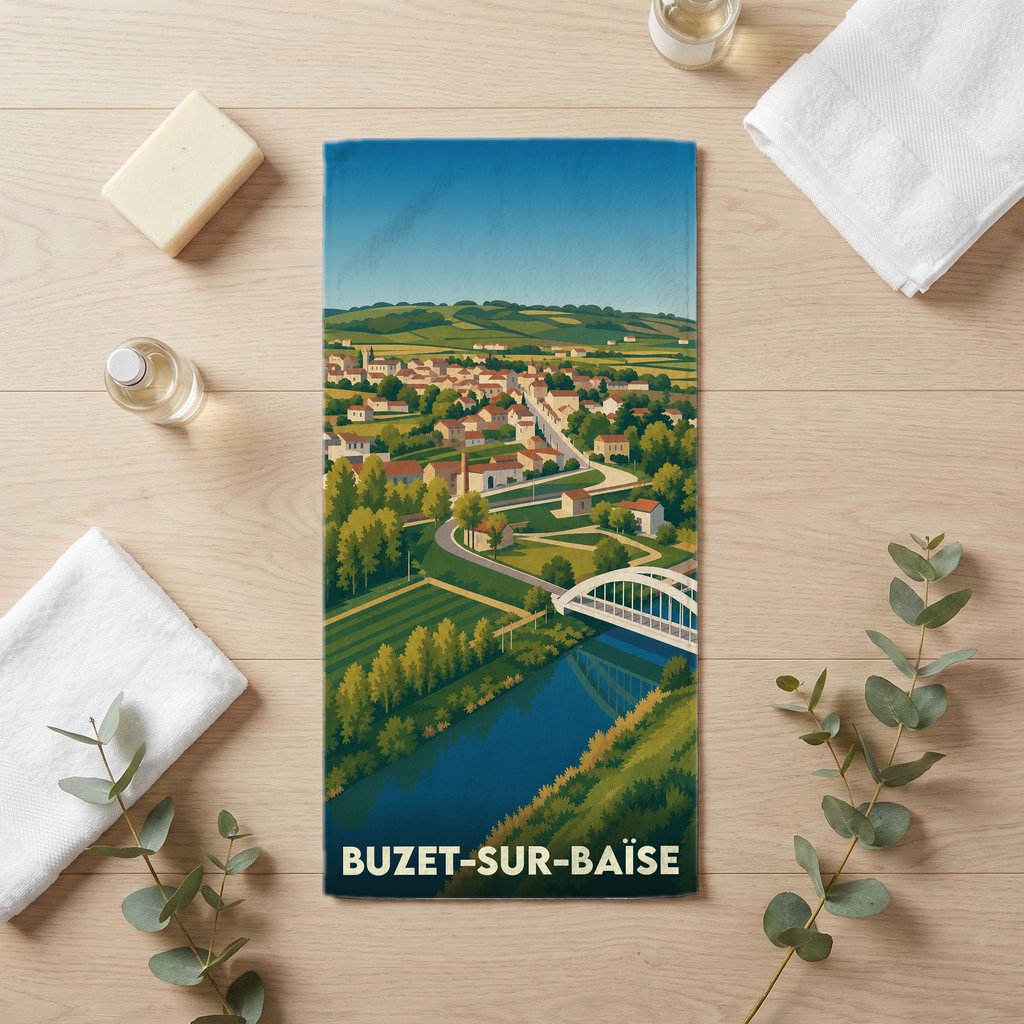 Serviette de bain 30 cm x 60 cm souvenir de Buzet-sur-Baïse