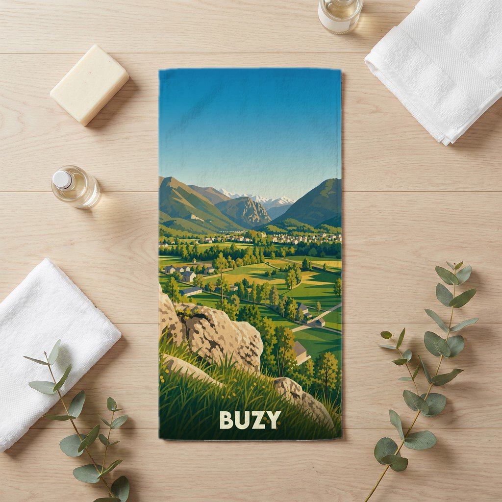 Serviette de bain 30 cm x 60 cm souvenir de Buzy
