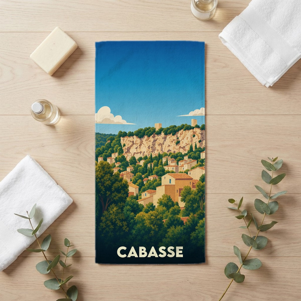 Serviette de bain 30 cm x 60 cm souvenir de Cabasse