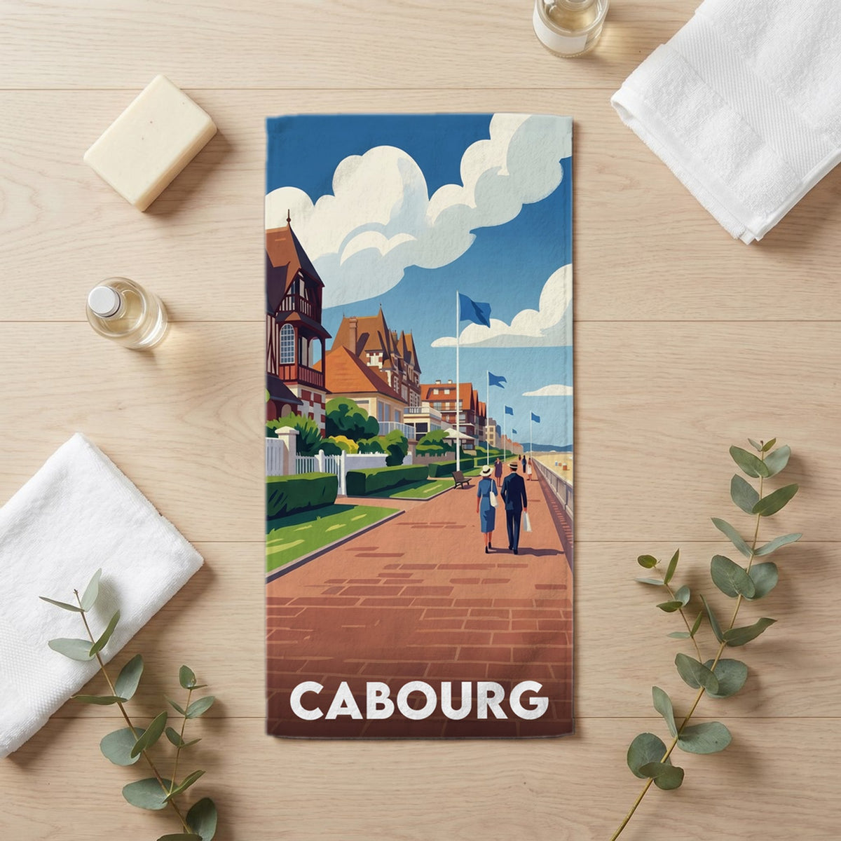 Serviette de bain 30 cm x 60 cm souvenir de Cabourg