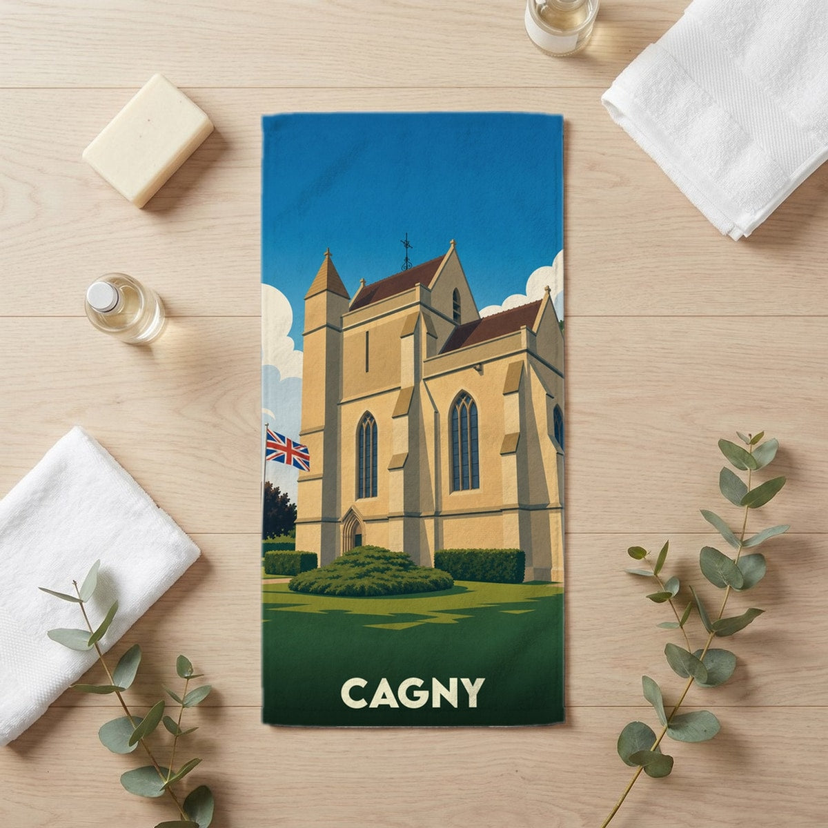Serviette de bain 30 cm x 60 cm souvenir de Cagny