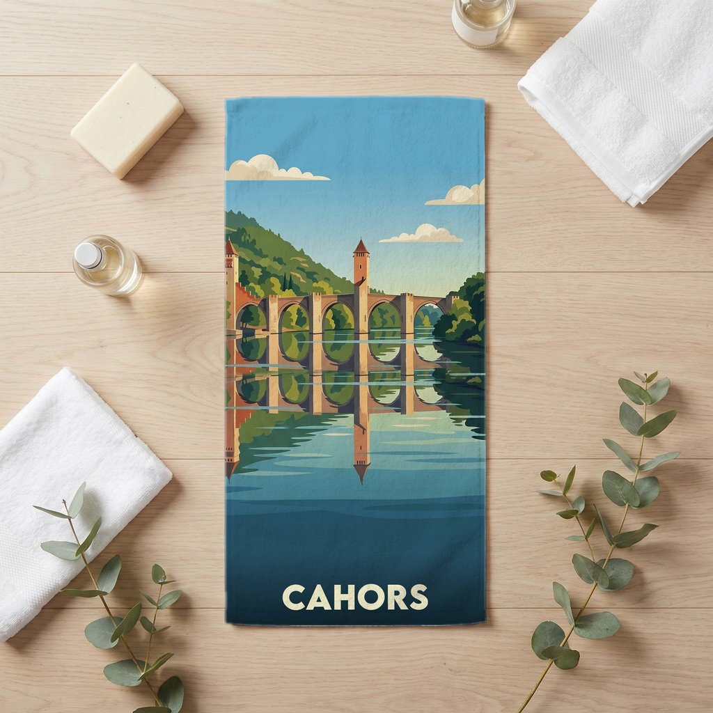 Serviette de bain 30 cm x 60 cm souvenir de Cahors
