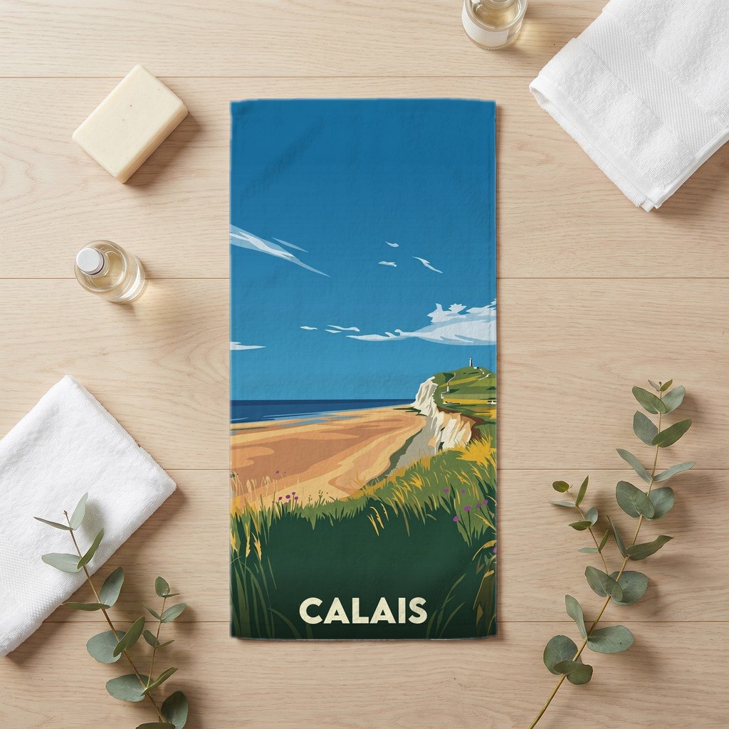 Serviette de bain 30 cm x 60 cm souvenir de Calais