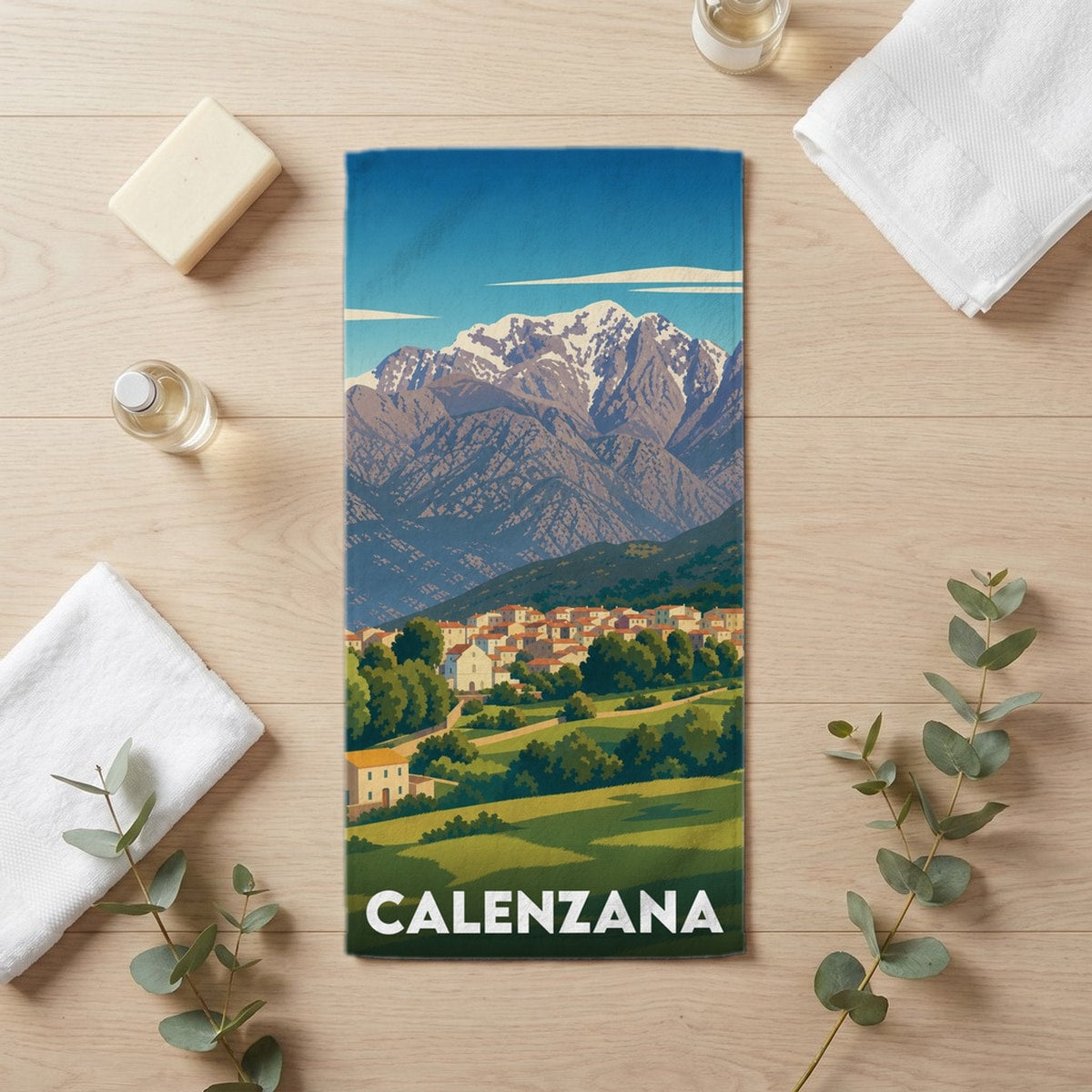 Serviette de bain 30 cm x 60 cm souvenir de Calenzana