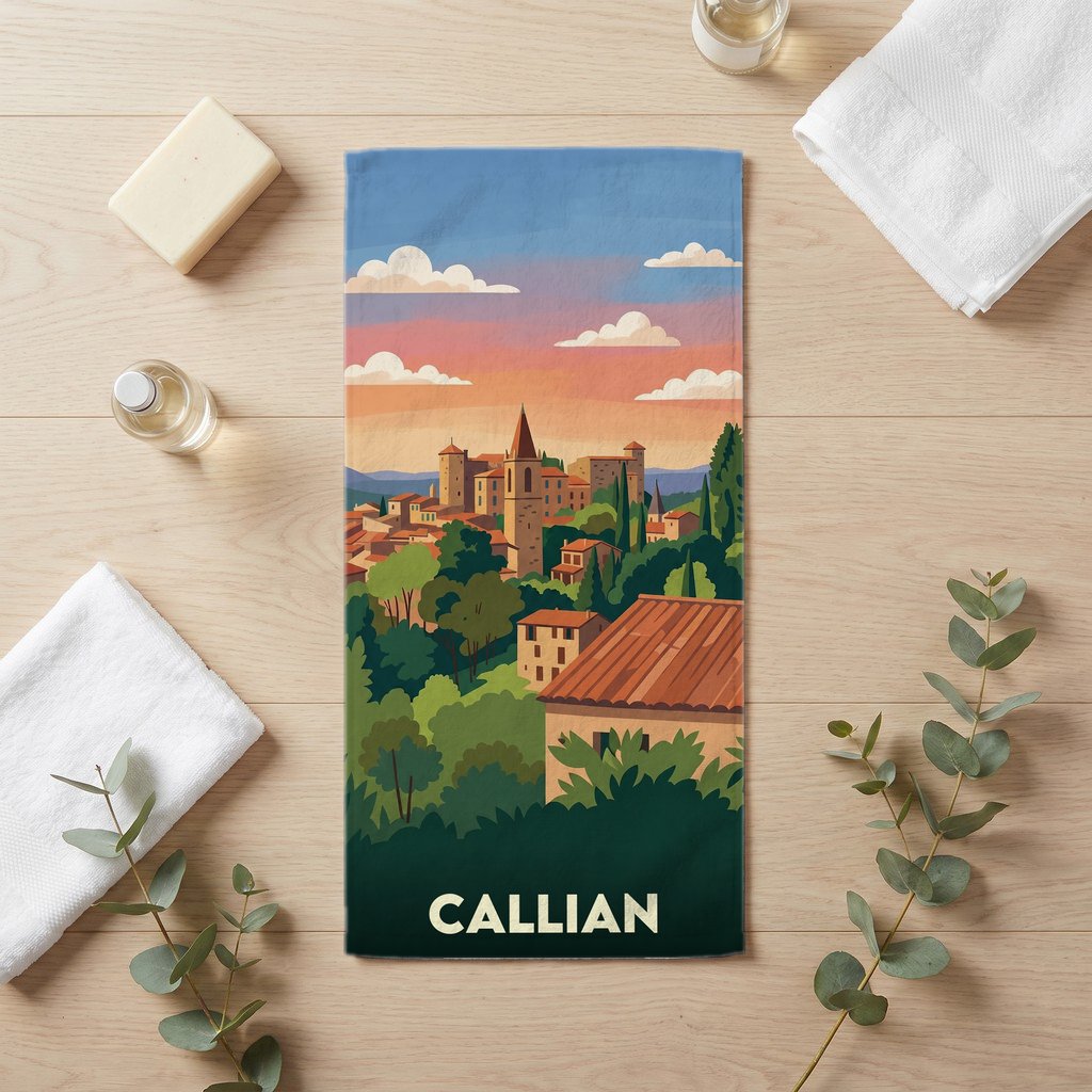 Serviette de bain 30 cm x 60 cm souvenir de Callian