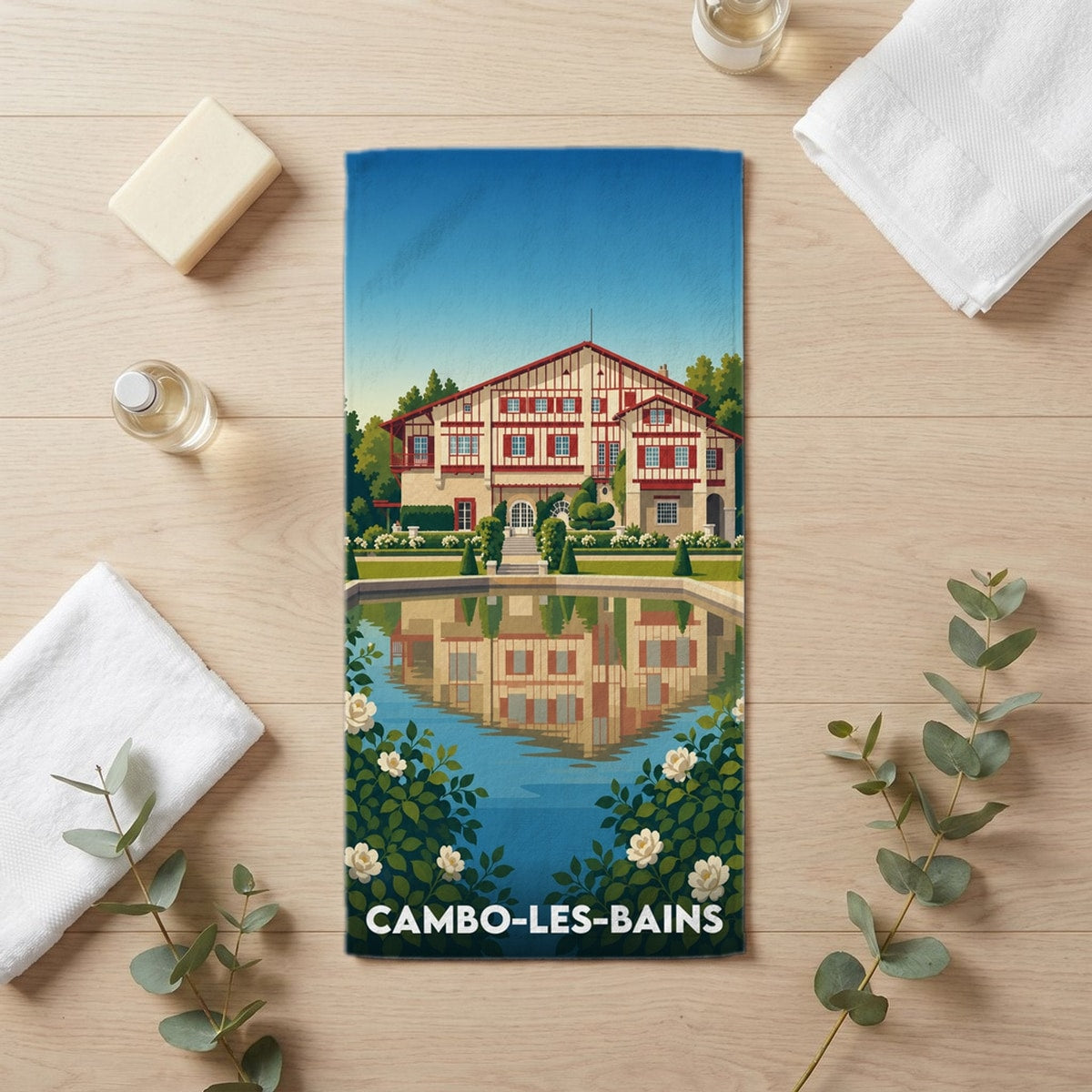 Serviette de bain 30 cm x 60 cm souvenir de Cambo-les-Bains