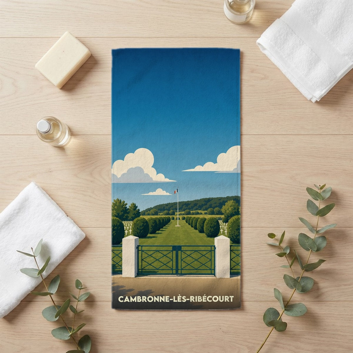 Serviette de bain 30 cm x 60 cm souvenir de Cambronne-lès-Ribécourt
