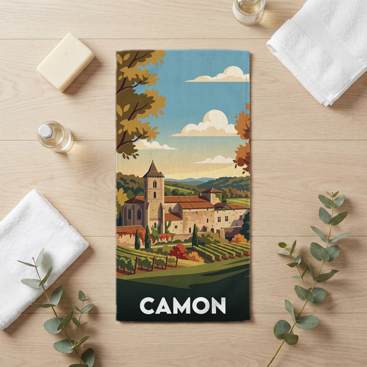 Serviette de bain 30 cm x 60 cm souvenir de Camon