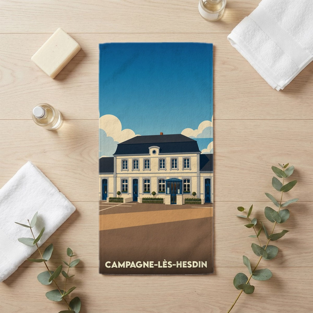 Serviette de bain 30 cm x 60 cm souvenir de Campagne-lès-Hesdin