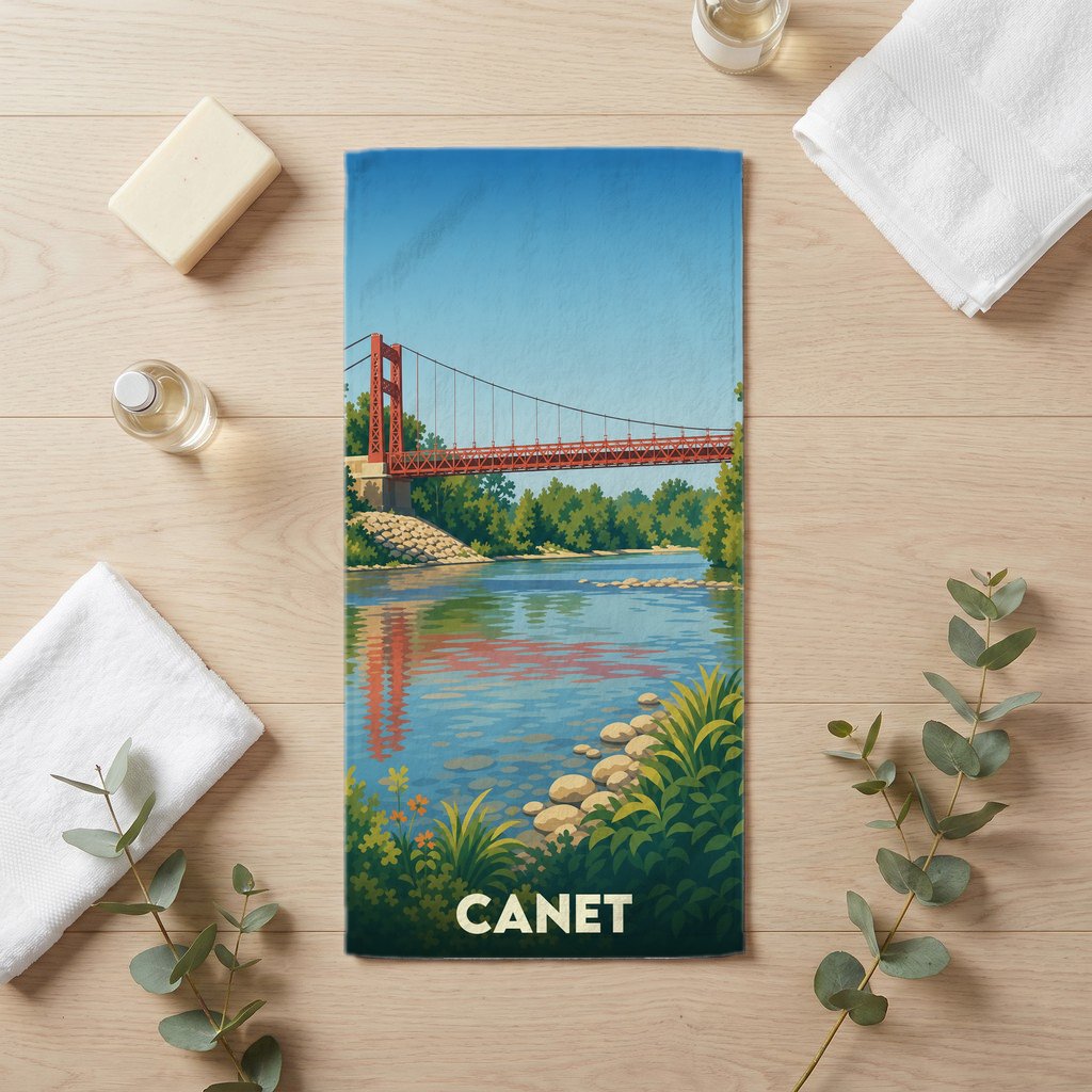 Serviette de bain 30 cm x 60 cm souvenir de Canet