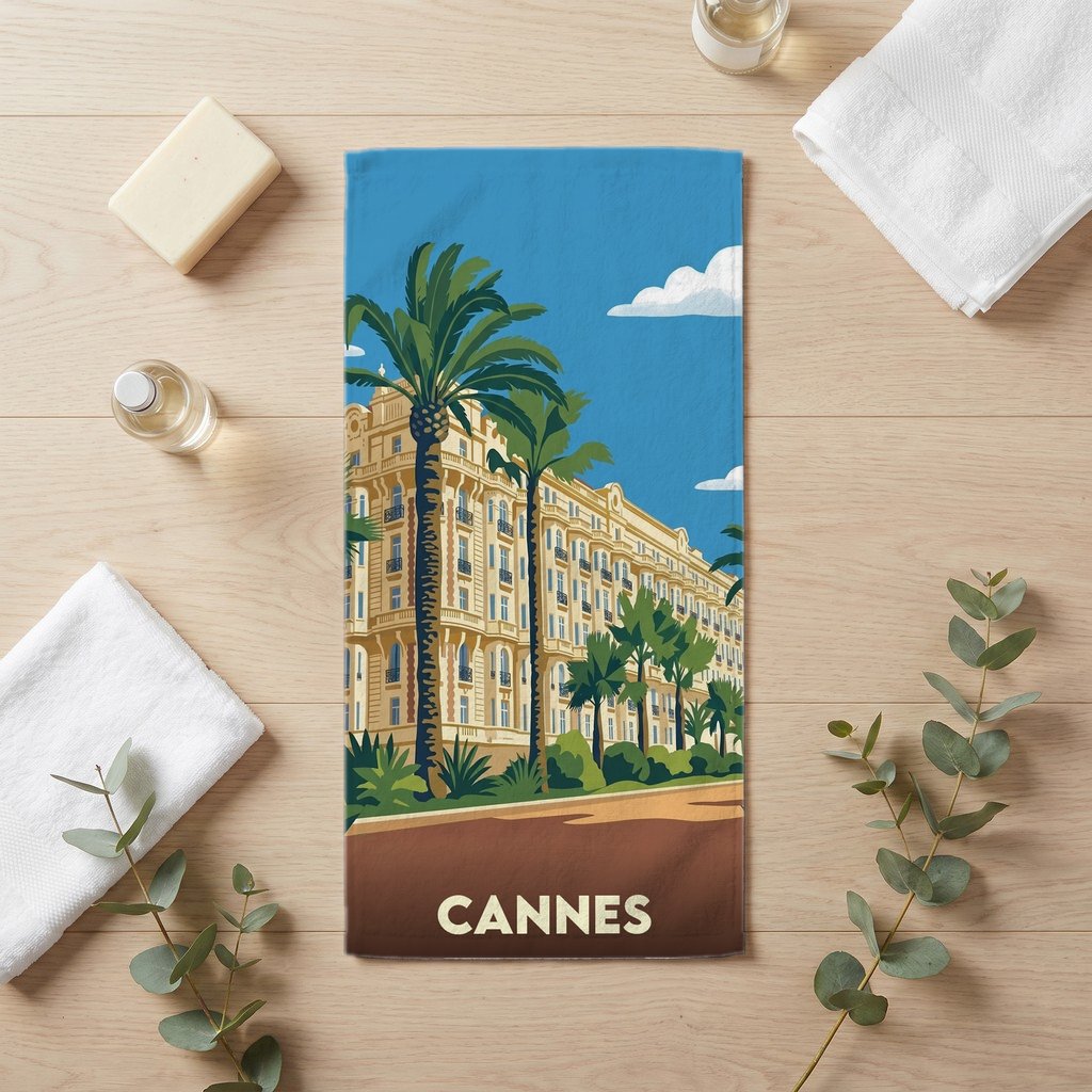 Serviette de bain 30 cm x 60 cm souvenir de Cannes