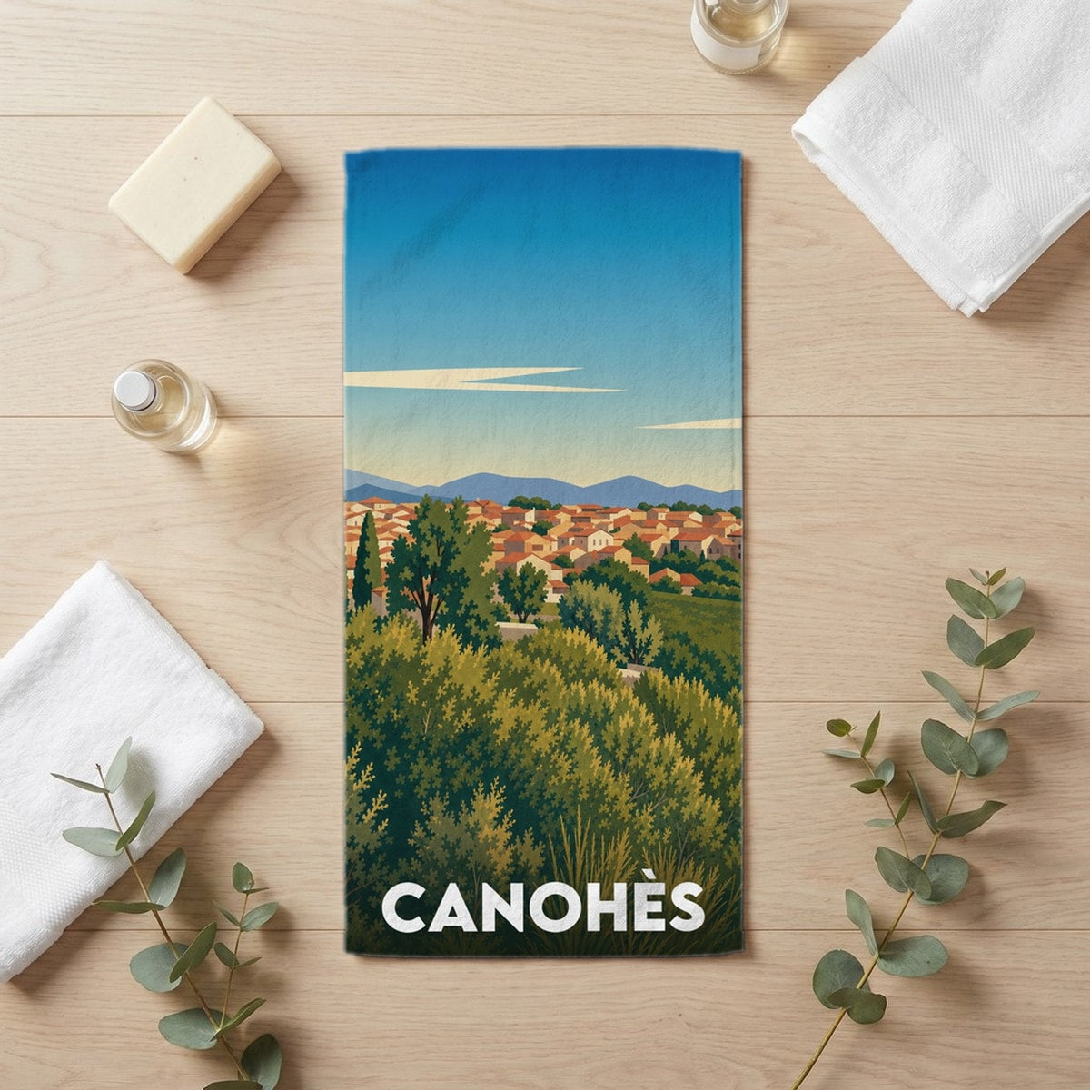 Serviette de bain 30 cm x 60 cm souvenir de Canohès