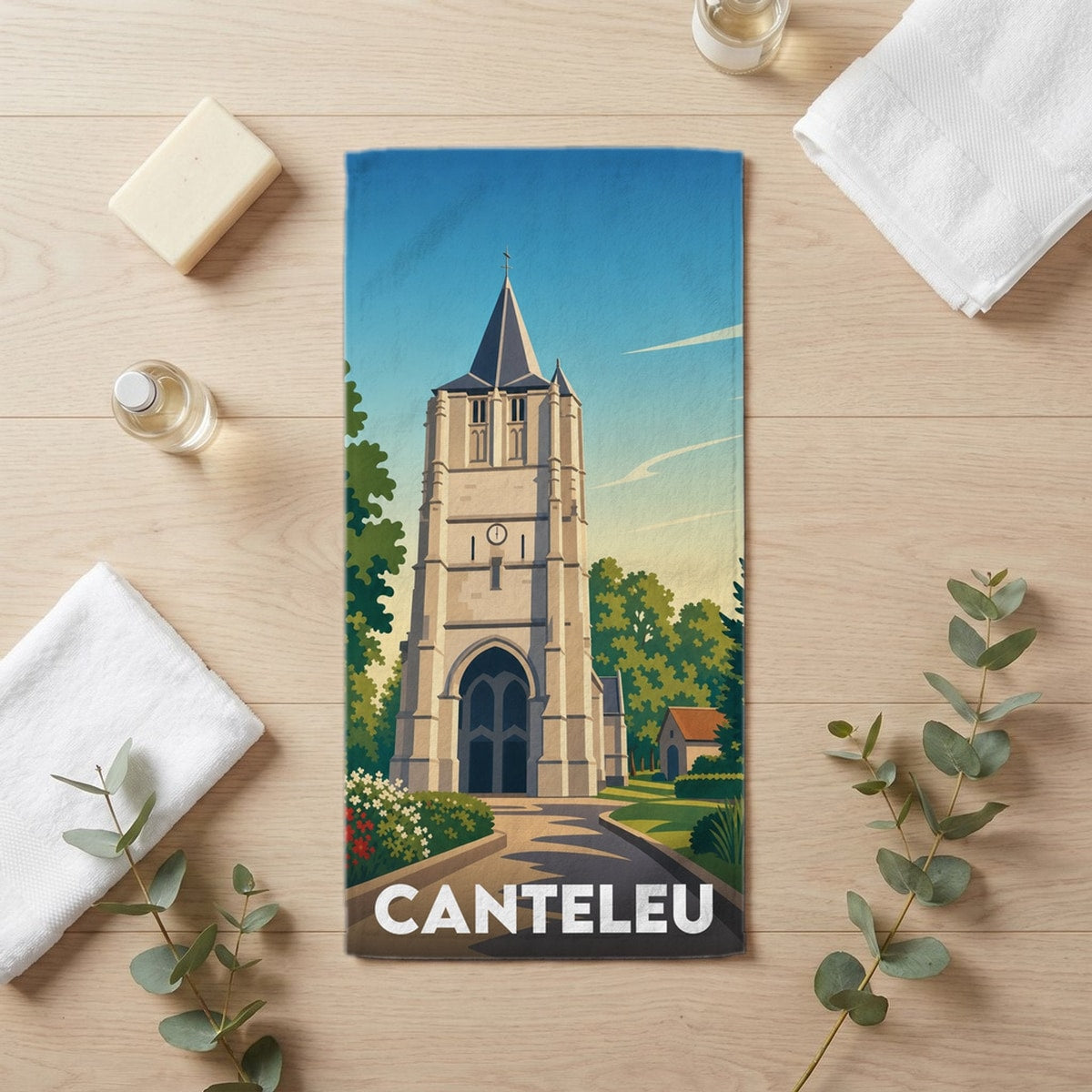 Serviette de bain 30 cm x 60 cm souvenir de Canteleu