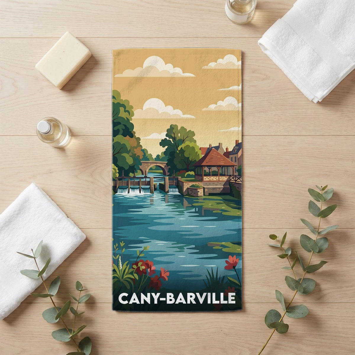 Serviette de bain 30 cm x 60 cm souvenir de Cany-Barville