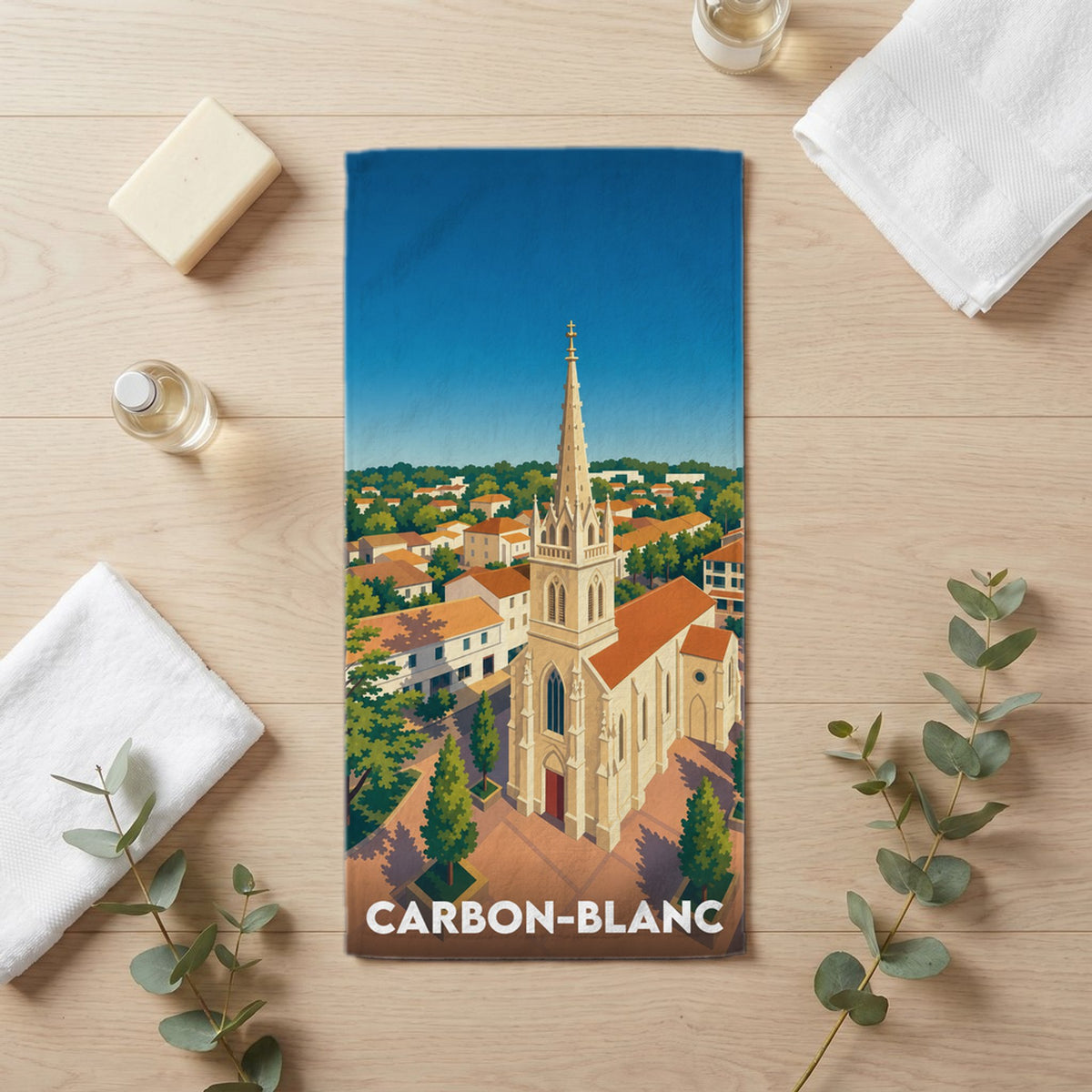 Serviette de bain 30 cm x 60 cm souvenir de Carbon-Blanc