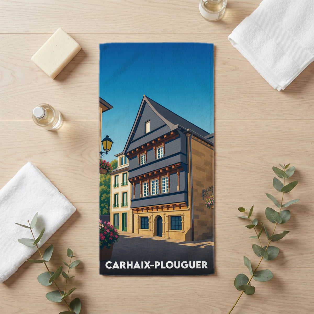 Serviette de bain 30 cm x 60 cm souvenir de Carhaix-Plouguer