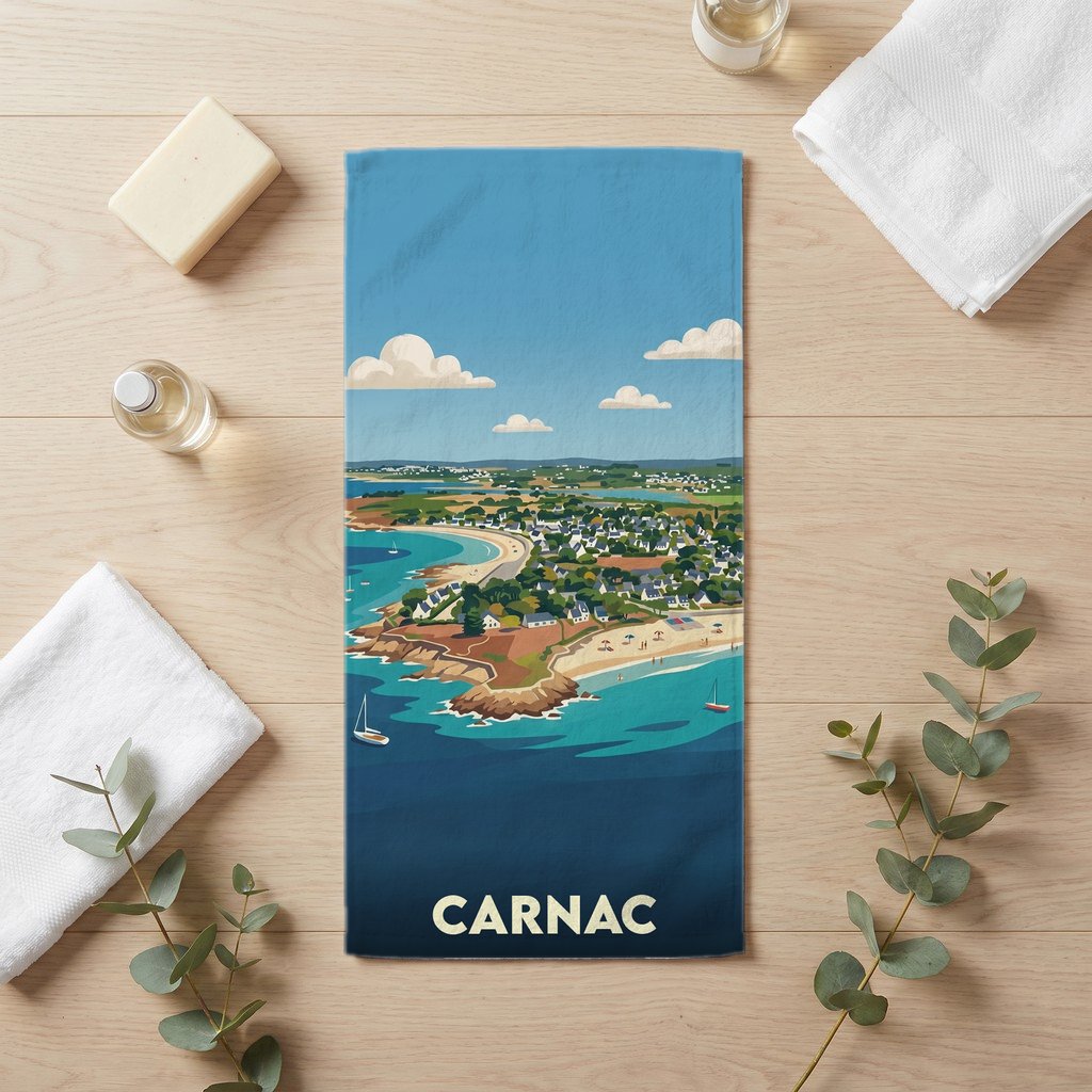 Serviette de bain 30 cm x 60 cm souvenir de Carnac