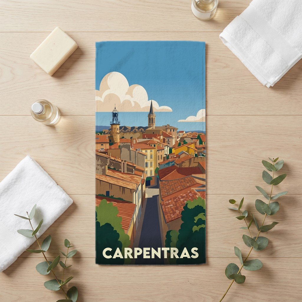 Serviette de bain 30 cm x 60 cm souvenir de Carpentras