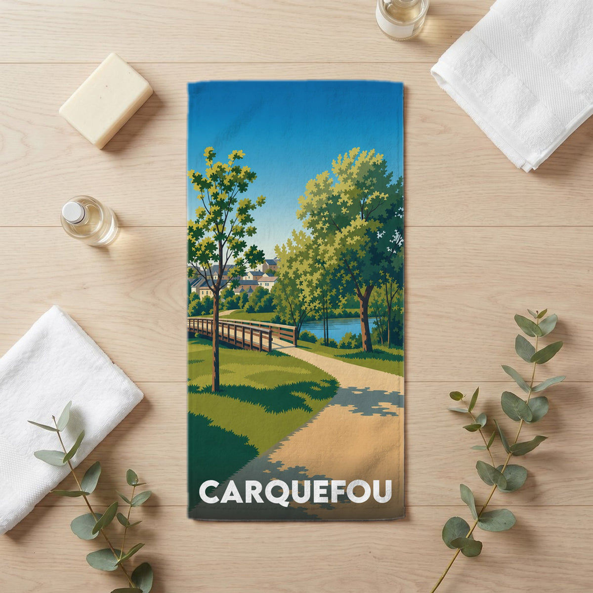 Serviette de bain 30 cm x 60 cm souvenir de Carquefou