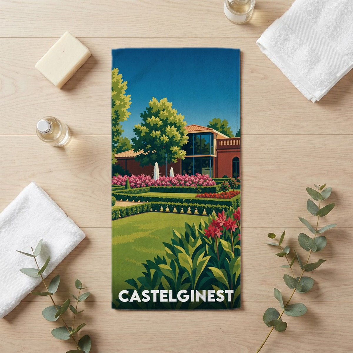 Serviette de bain 30 cm x 60 cm souvenir de Castelginest