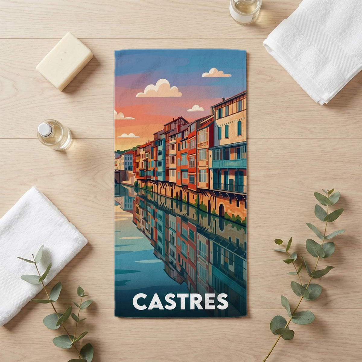 Serviette de bain 30 cm x 60 cm souvenir de Castres