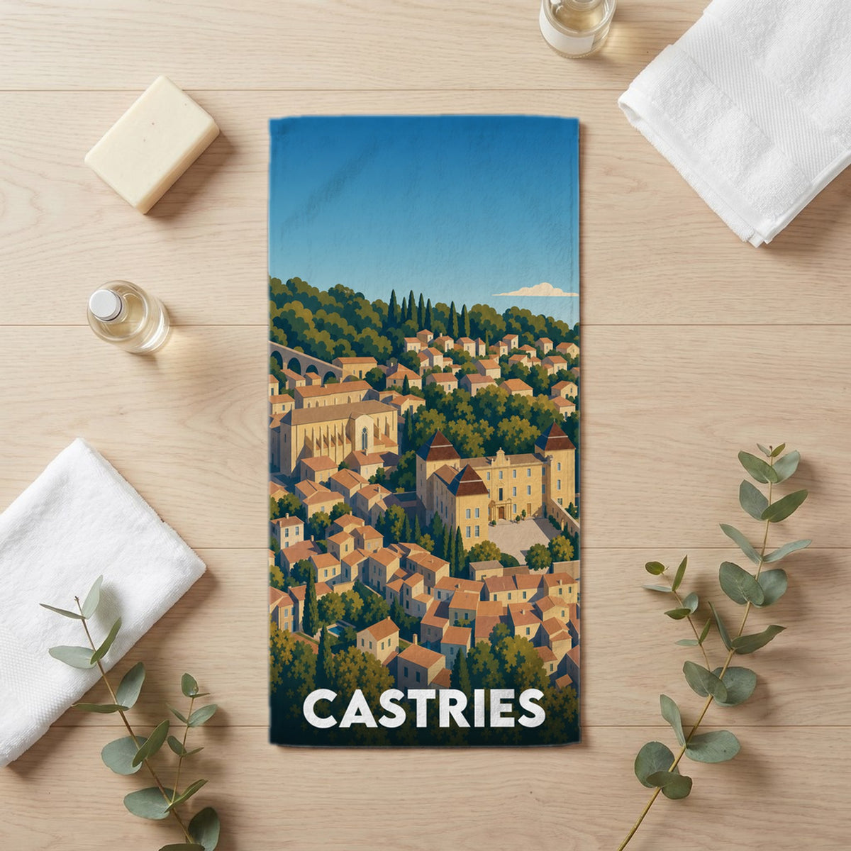 Serviette de bain 30 cm x 60 cm souvenir de Castries