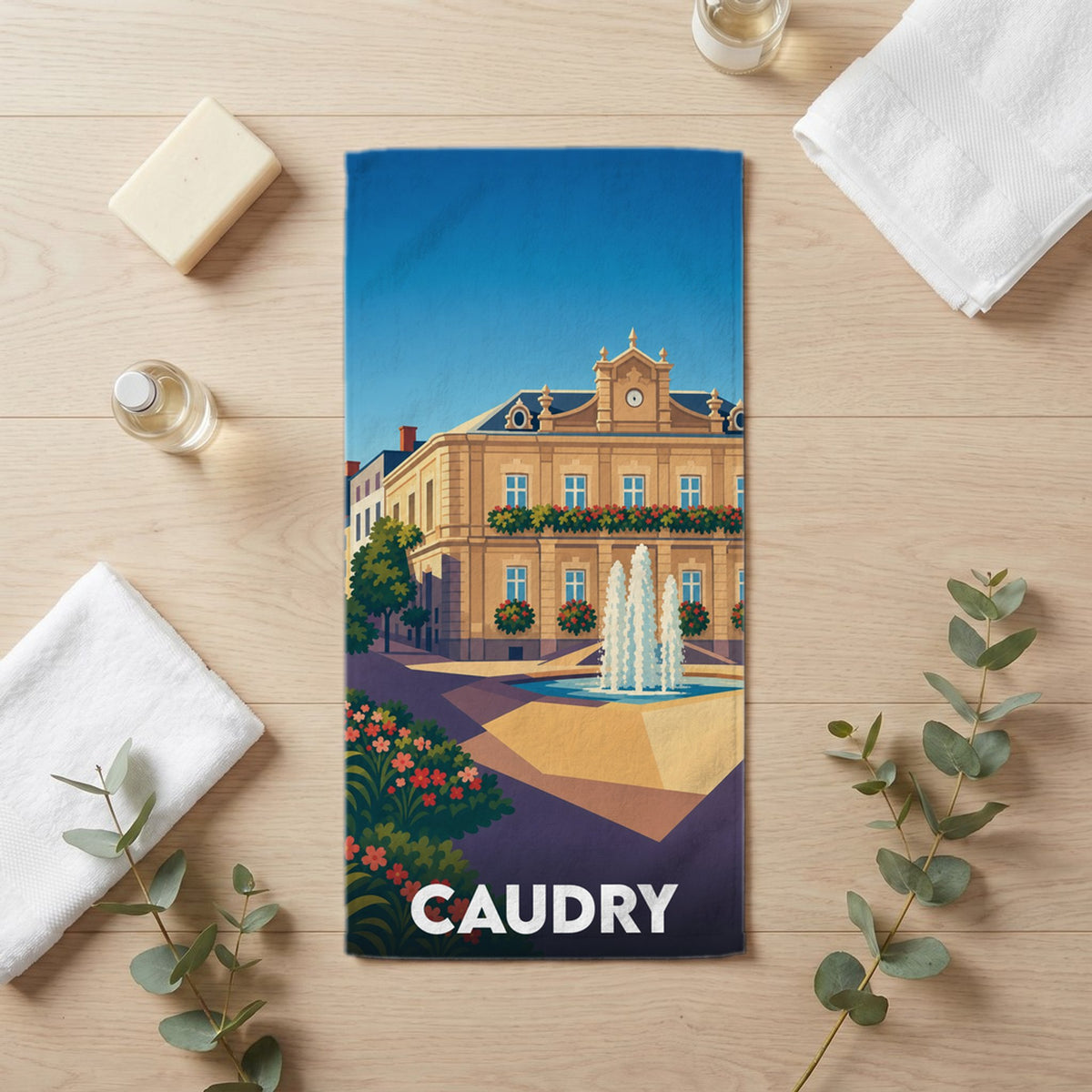 Serviette de bain 30 cm x 60 cm souvenir de Caudry