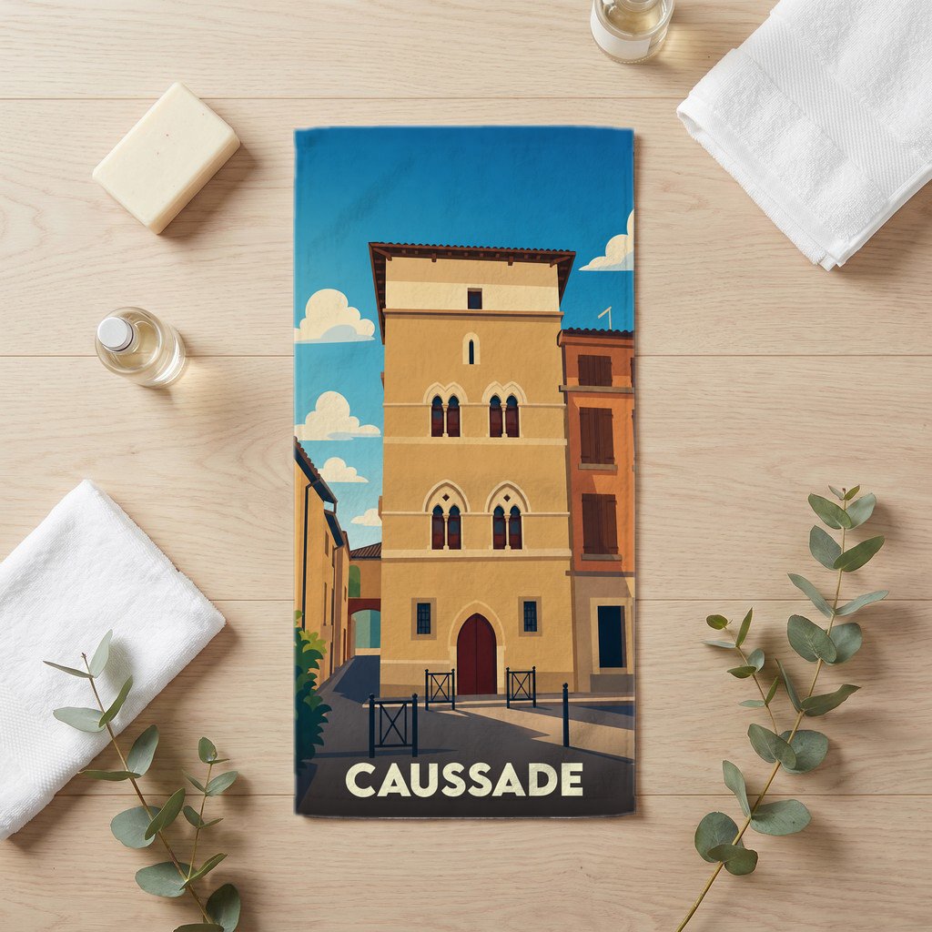 Serviette de bain 30 cm x 60 cm souvenir de Caussade