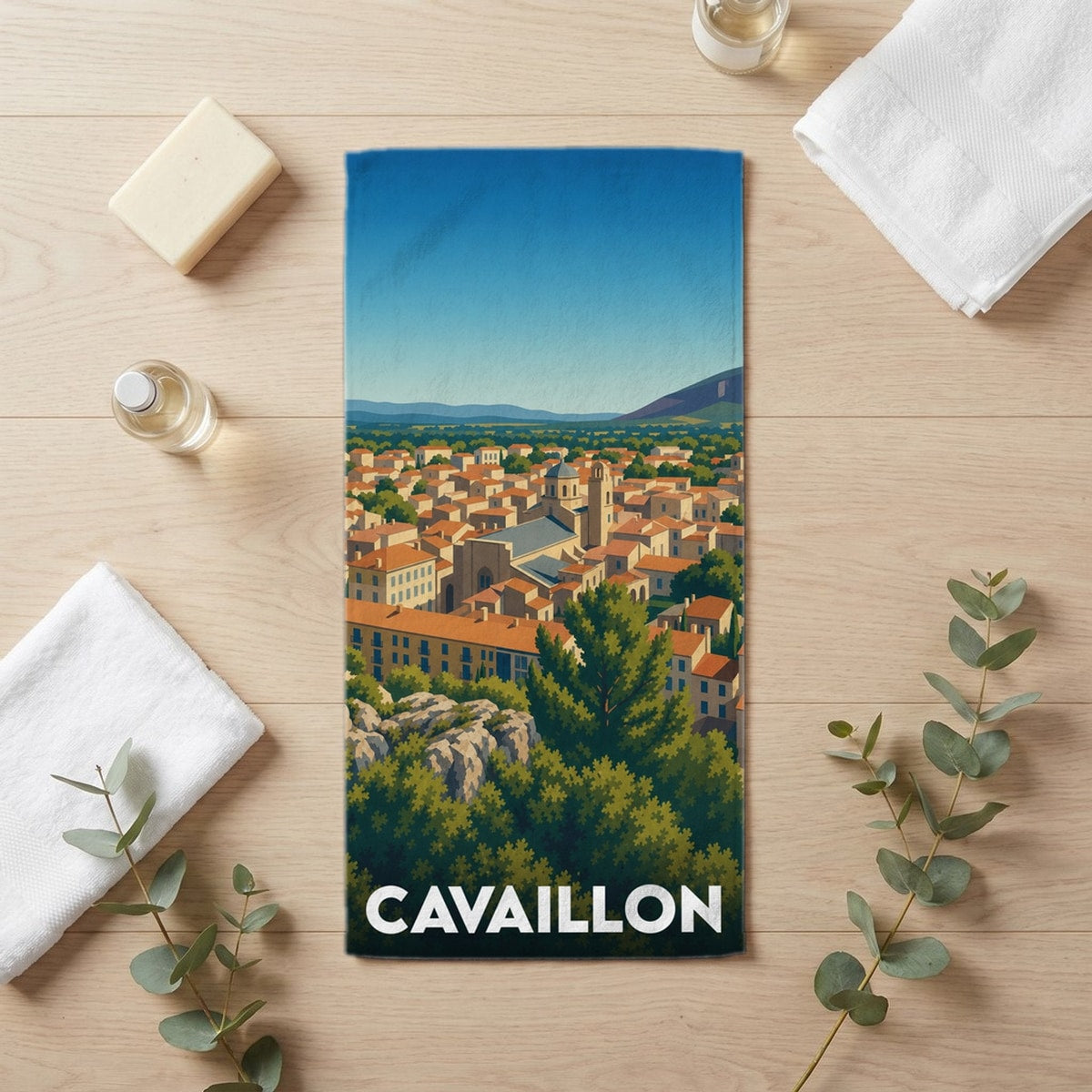 Serviette de bain 30 cm x 60 cm souvenir de Cavaillon
