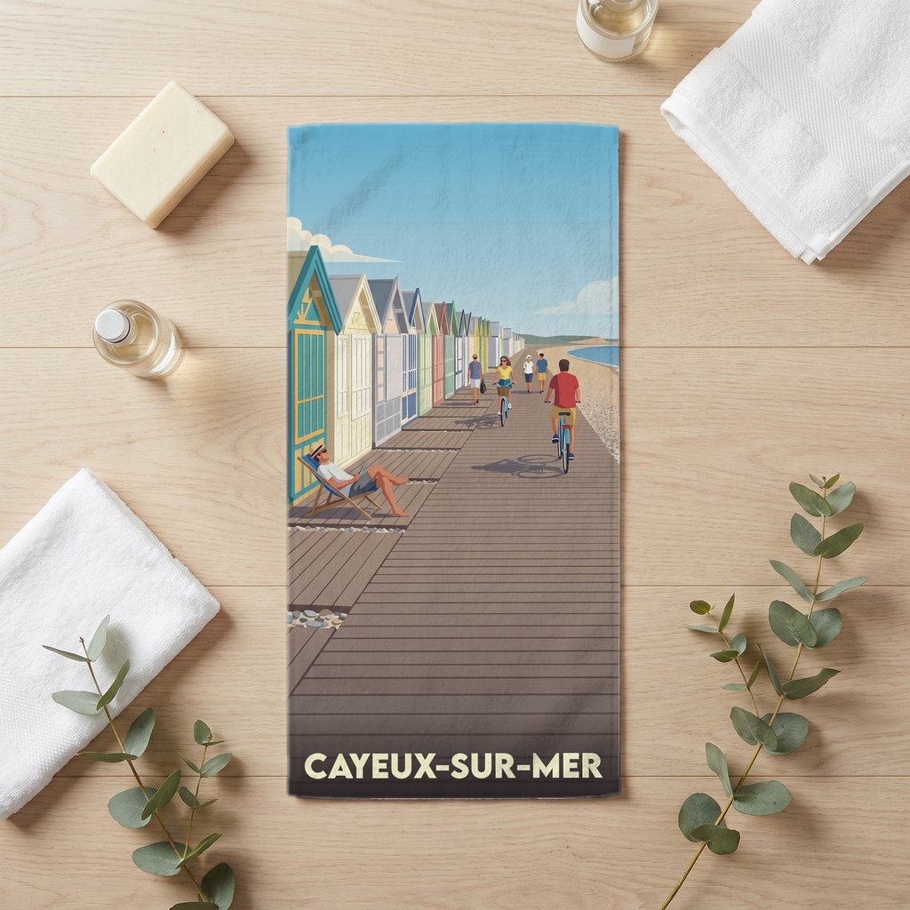 Serviette de bain 30 cm x 60 cm souvenir de Cayeux-sur-Mer