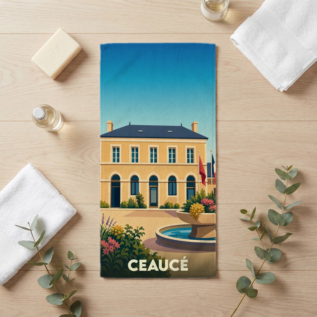 Serviette de bain 30 cm x 60 cm souvenir de Ceaucé
