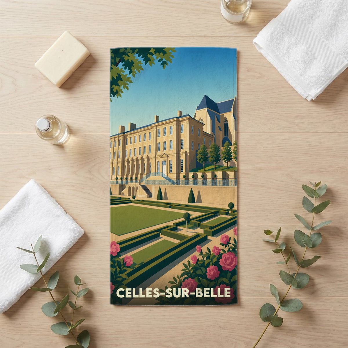 Serviette de bain 30 cm x 60 cm souvenir de Celles-sur-Belle