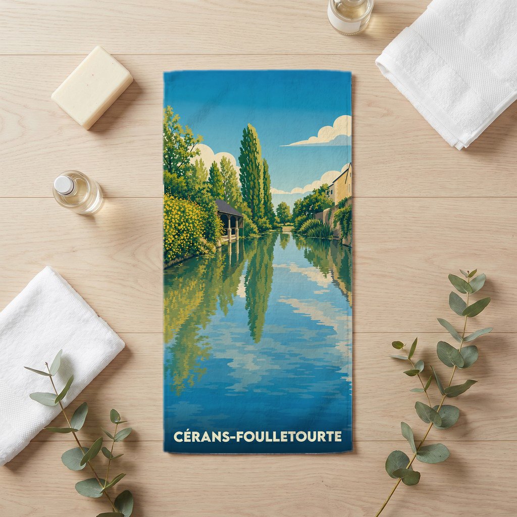 Serviette de bain 30 cm x 60 cm souvenir de Cérans-Foulletourte
