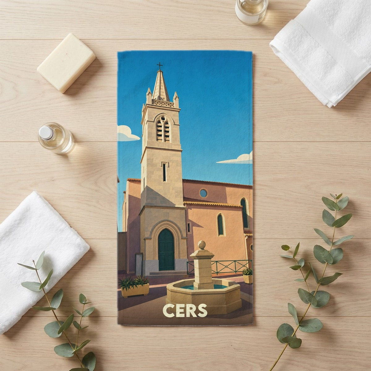 Serviette de bain 30 cm x 60 cm souvenir de Cers