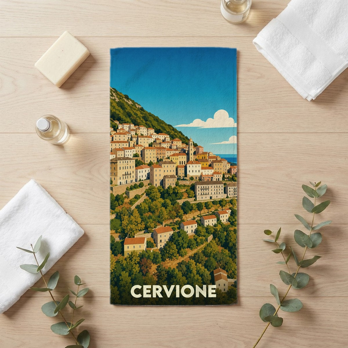Serviette de bain 30 cm x 60 cm souvenir de Cervione