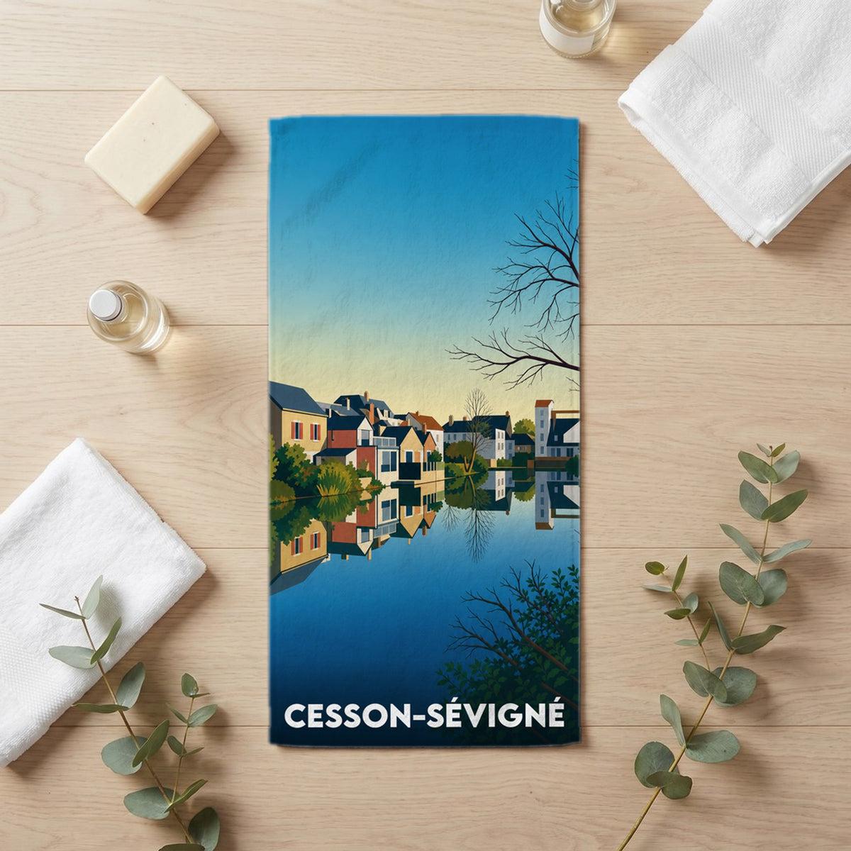 Serviette de bain 30 cm x 60 cm souvenir de Cesson-Sévigné