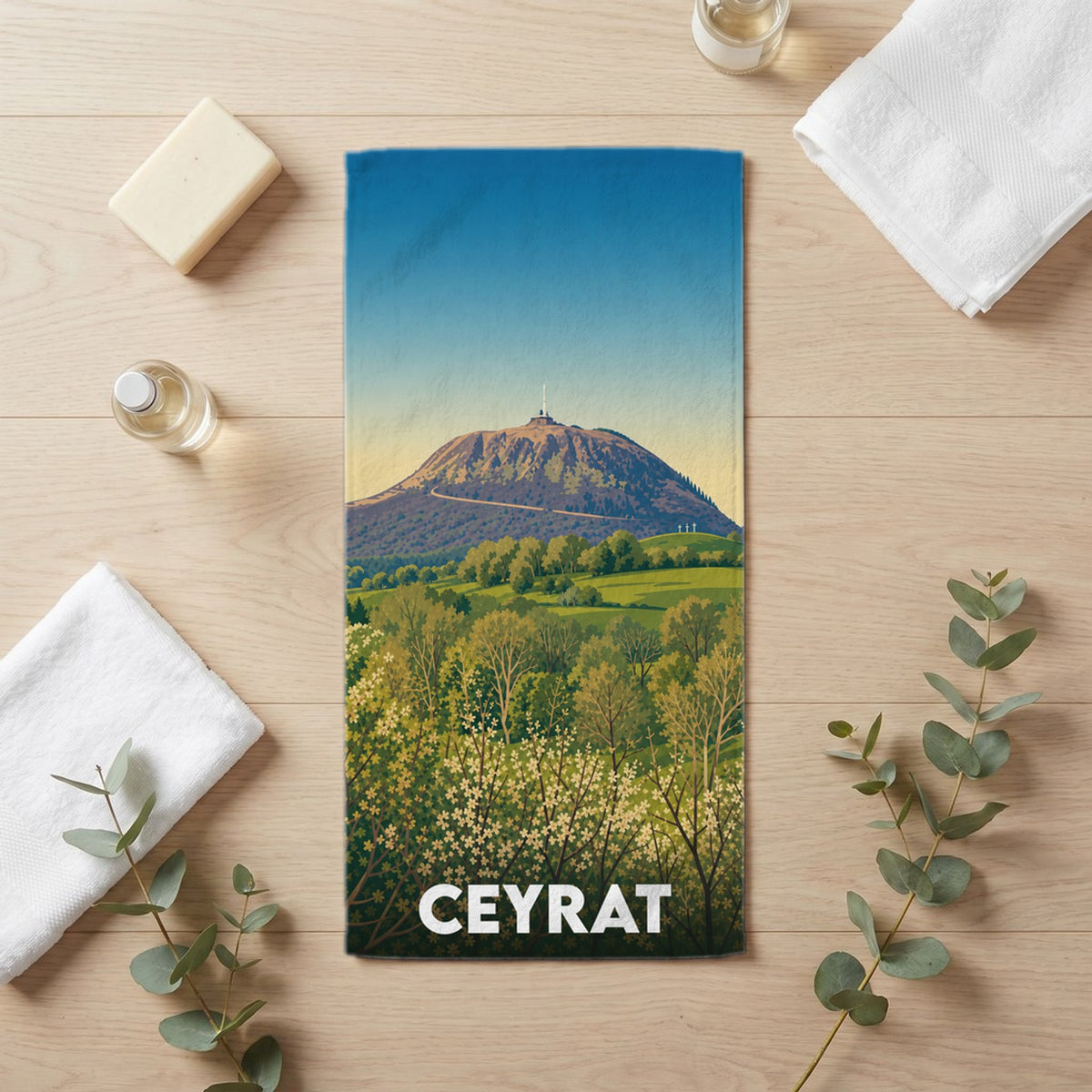 Serviette de bain 30 cm x 60 cm souvenir de Ceyrat