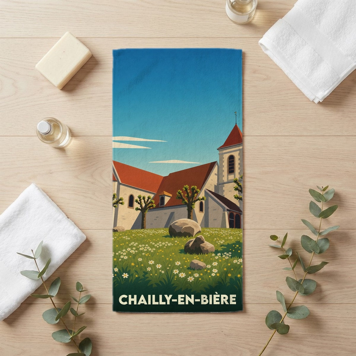 Serviette de bain 30 cm x 60 cm souvenir de Chailly-en-Bière