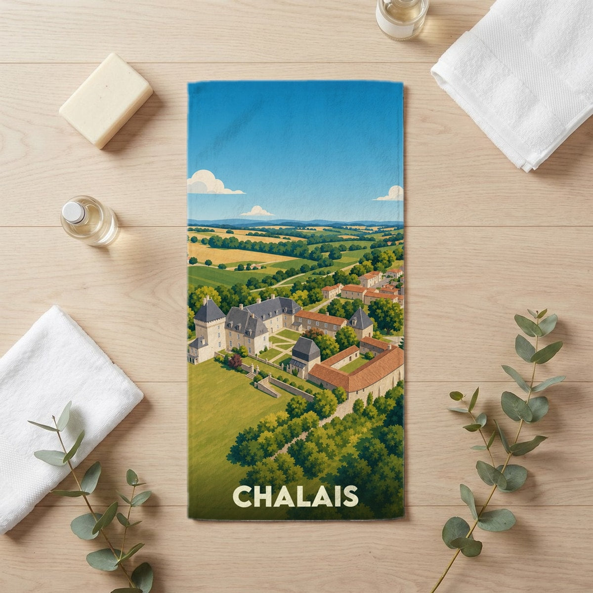 Serviette de bain 30 cm x 60 cm souvenir de Chalais