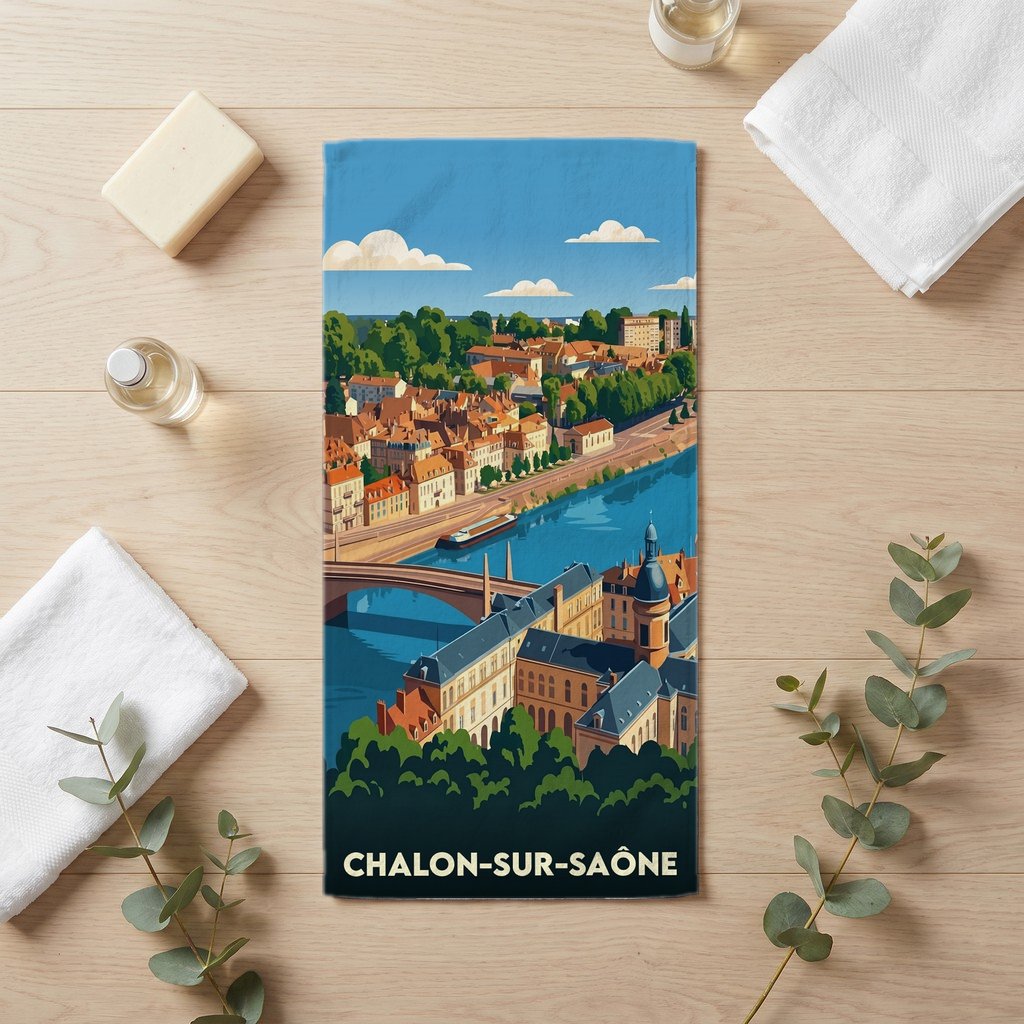 Serviette de bain 30 cm x 60 cm souvenir de Chalon-sur-Saône