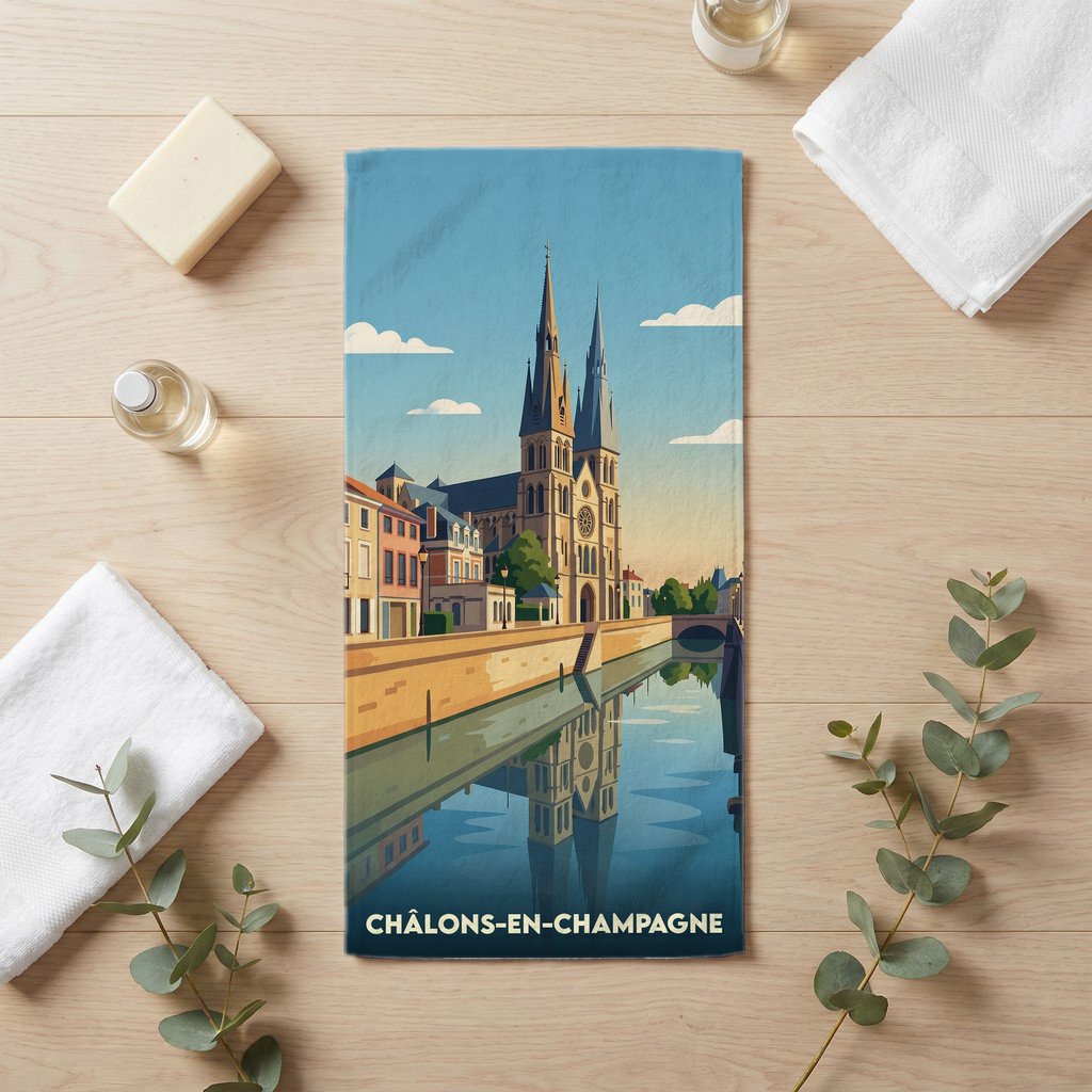 Serviette de bain 30 cm x 60 cm souvenir de Châlons-en-Champagne