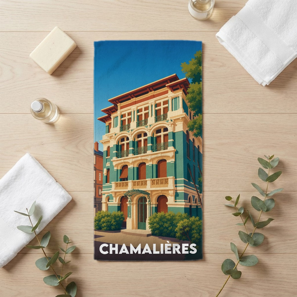 Serviette de bain 30 cm x 60 cm souvenir de Chamalières