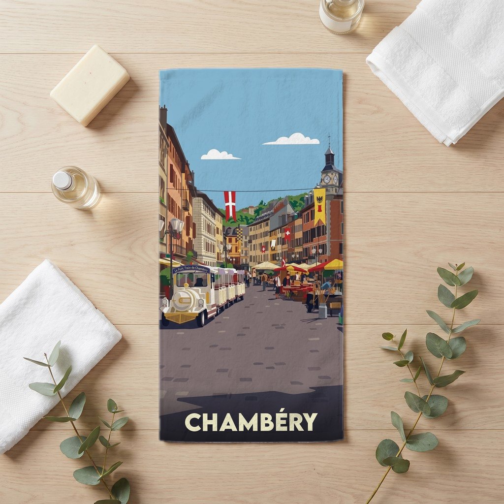 Serviette de bain 30 cm x 60 cm souvenir de Chambéry