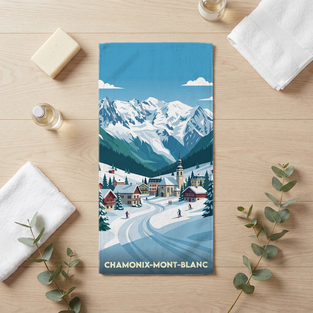 Serviette de bain 30 cm x 60 cm souvenir de Chamonix-Mont-Blanc
