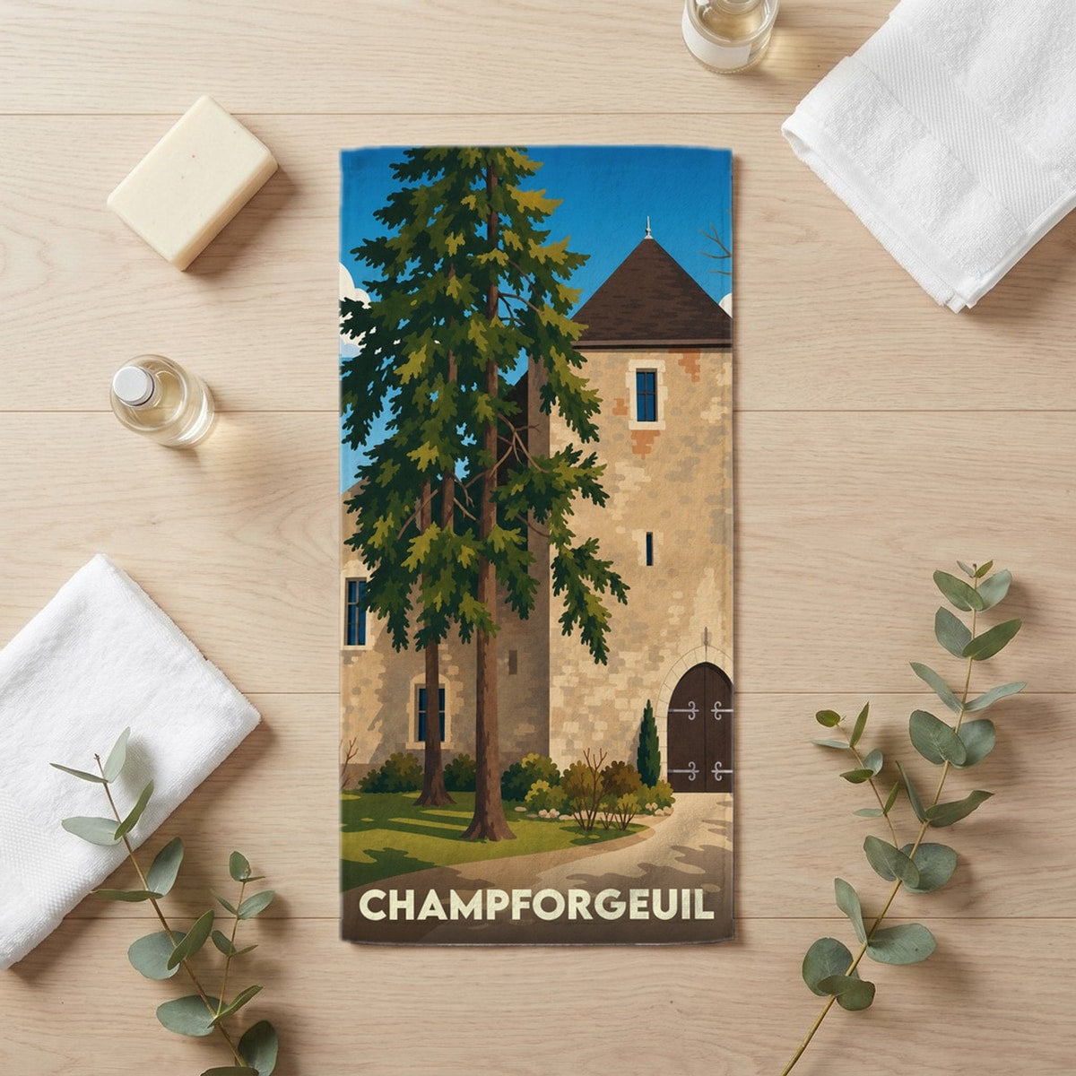 Serviette de bain 30 cm x 60 cm souvenir de Champforgeuil
