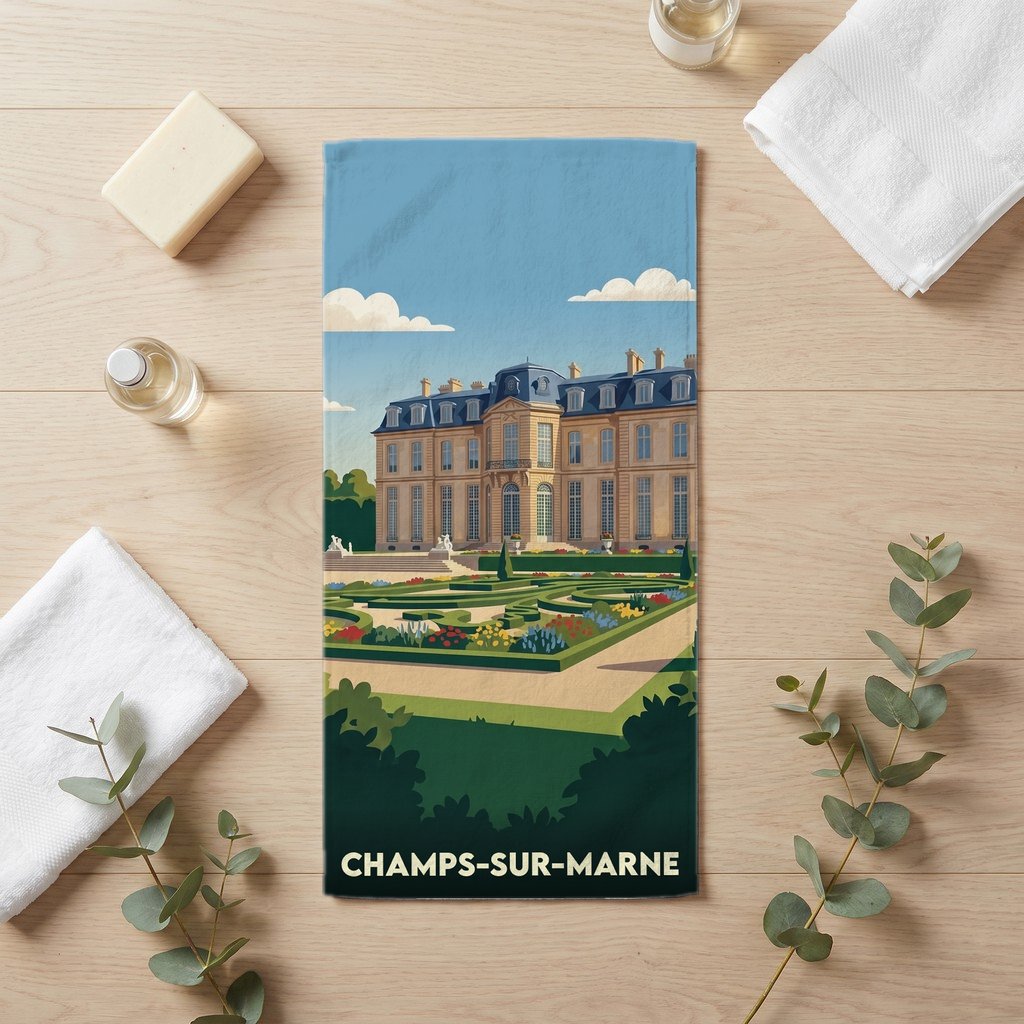 Serviette de bain 30 cm x 60 cm souvenir de Champs-sur-Marne