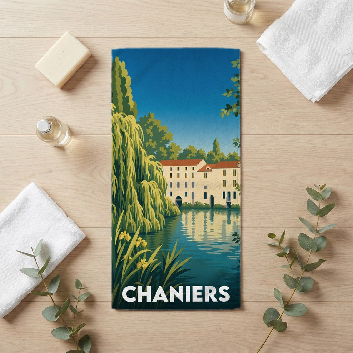Serviette de bain 30 cm x 60 cm souvenir de Chaniers