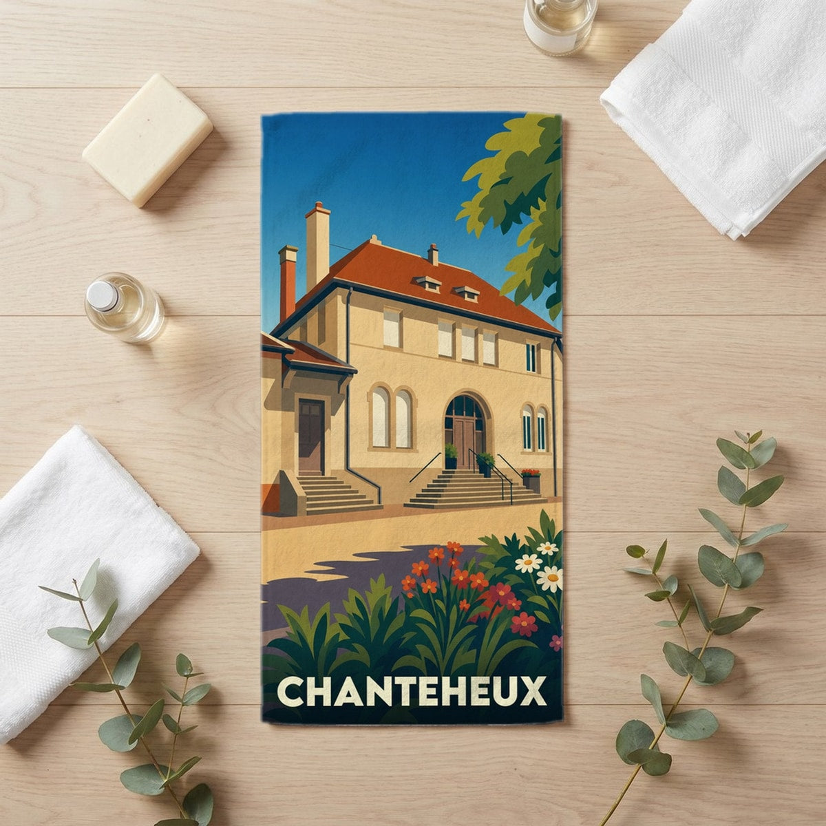 Serviette de bain 30 cm x 60 cm souvenir de Chanteheux